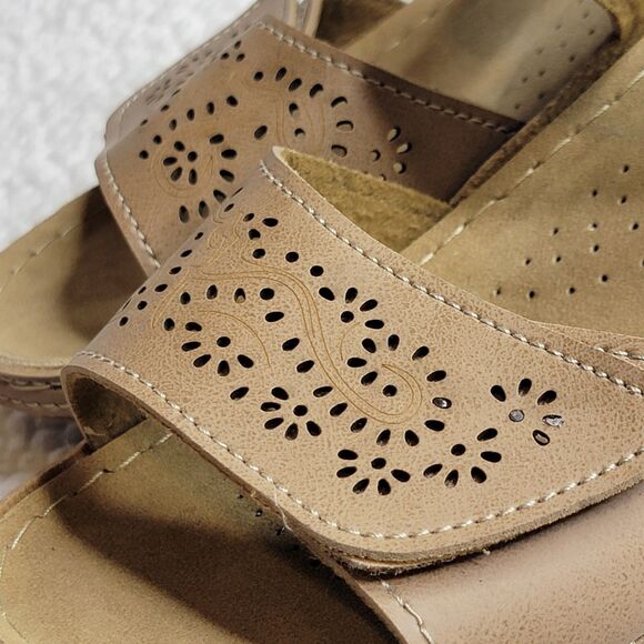 Flexus Revi Sandals Tan Women's Size 10 Spring Footwear Hook & Loop Straps EUC - Picture 9 of 10